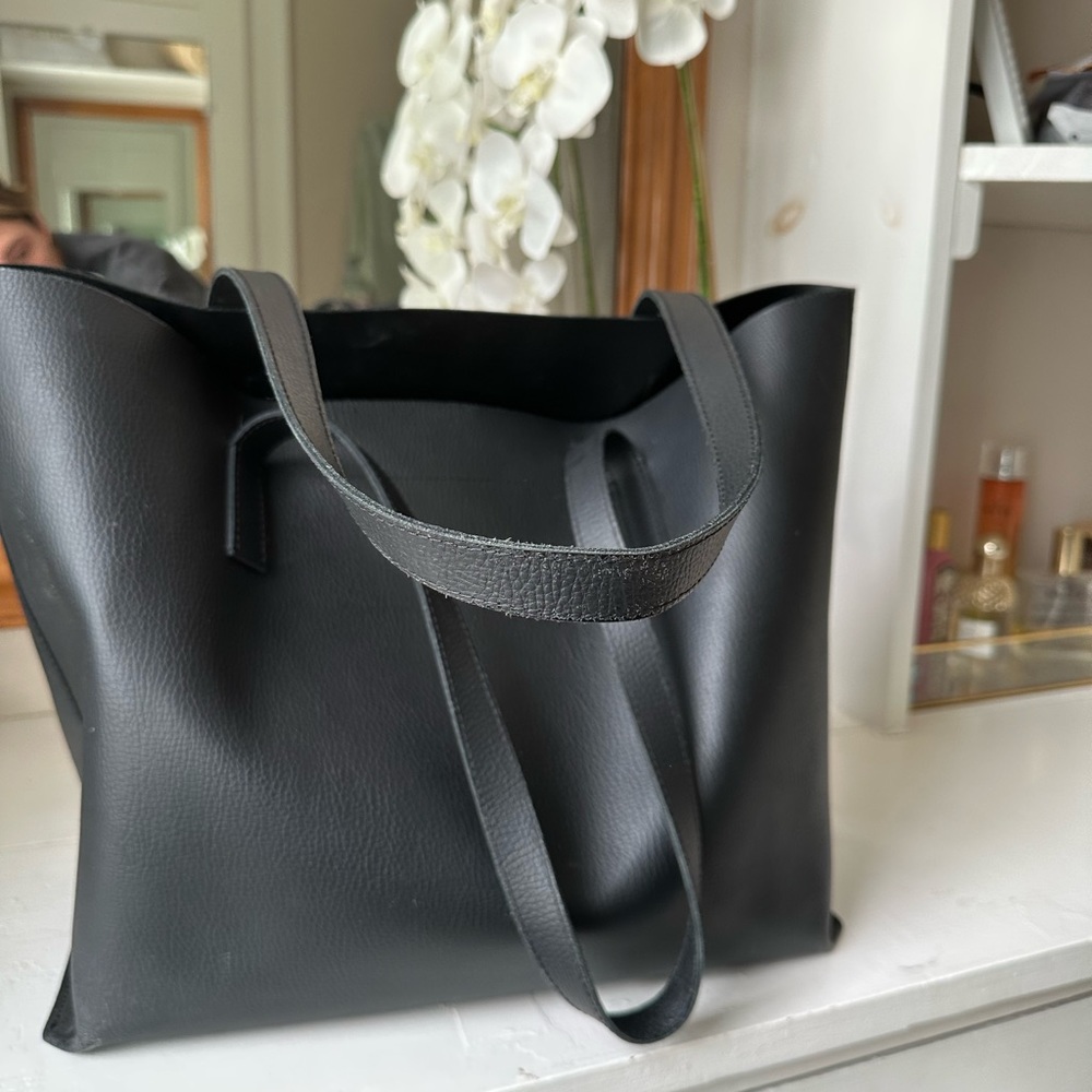 Mark & Graham Black Leather Tote Bag